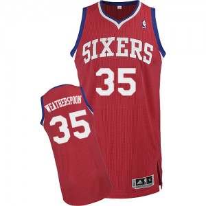 Philadelphia 76ers #35 Adidas Road Rouge Authentic Maillot d'équipe de NBA Braderie - Clarence Weatherspoon pour Homme