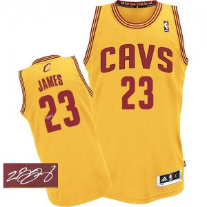 Maillot Adidas Or Alternate Autographed Authentic Cleveland Cavaliers - LeBron James #23 - Homme