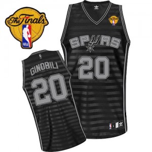 Maillot NBA Gris noir Manu Ginobili #20 San Antonio Spurs Groove Finals Patch Authentic Homme Adidas