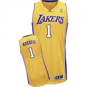 Maillot NBA Los Angeles Lakers #1 D'Angelo Russell Or Adidas Authentic Home - Homme