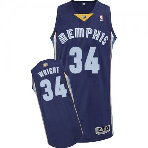 Memphis Grizzlies Brandan Wright #34 Road Authentic Maillot d'équipe de NBA - Bleu marin pour Homme