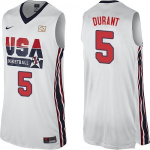 Maillots de basket Authentic Team USA NBA 2012 Olympic Retro Blanc - #5 Kevin Durant - Homme