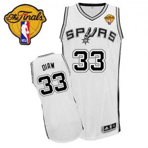 Maillot NBA Blanc Boris Diaw #33 San Antonio Spurs Home Finals Patch Authentic Homme Adidas