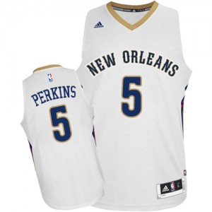New Orleans Pelicans #5 Adidas Home Blanc Authentic Maillot d'équipe de NBA Remise - Kendrick Perkins pour Homme