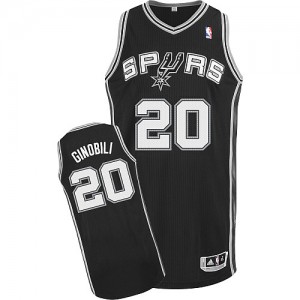 San Antonio Spurs #20 Adidas Road Noir Authentic Maillot d'équipe de NBA Soldes discount - Manu Ginobili pour Homme