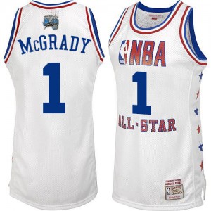 Maillot NBA Blanc Tracy Mcgrady #1 Orlando Magic 2003 All Star Swingman Homme Mitchell and Ness