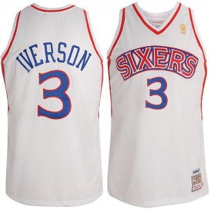 Maillot Mitchell and Ness Blanc Throwback Swingman Philadelphia 76ers - Allen Iverson #3 - Homme