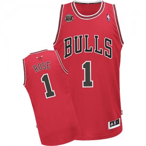 Maillot NBA Rouge Derrick Rose #1 Chicago Bulls Road 20TH Anniversary Swingman Homme Adidas