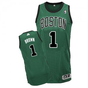 Maillot NBA Boston Celtics #1 Walter Brown Vert (No. noir) Adidas Authentic Alternate - Homme