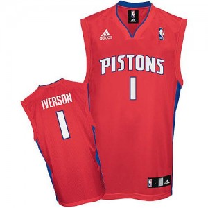 Maillot Adidas Rouge Swingman Detroit Pistons - Allen Iverson #1 - Homme