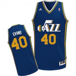 Maillot NBA Utah Jazz #40 Jeremy Evans Bleu marin Adidas Swingman Road - Homme