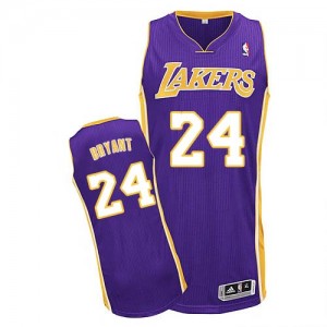 Maillot NBA Los Angeles Lakers #24 Kobe Bryant Violet Adidas Authentic Road - Homme