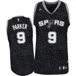 Maillot NBA Authentic Tony Parker #9 San Antonio Spurs Crazy Light Noir - Homme