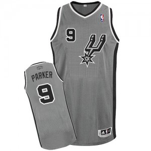Maillot NBA Gris argenté Tony Parker #9 San Antonio Spurs Alternate Authentic Homme Adidas