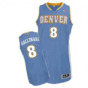 Maillot NBA Denver Nuggets #8 Danilo Gallinari Bleu clair Adidas Authentic Road - Homme