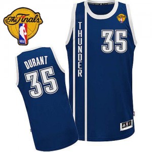 Maillot NBA Oklahoma City Thunder #35 Kevin Durant Bleu marin Adidas Authentic Alternate Finals Patch - Homme