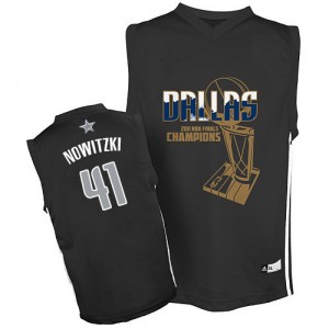 Dallas Mavericks Dirk Nowitzki #41 Finals Champions Authentic Maillot d'équipe de NBA - Noir pour Homme