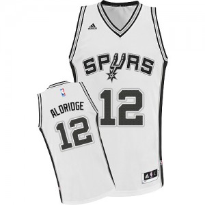 Maillot NBA Blanc LaMarcus Aldridge #12 San Antonio Spurs Home Swingman Homme Adidas