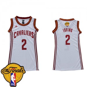 Cleveland Cavaliers Kyrie Irving #2 Dress 2015 The Finals Patch Authentic Maillot d'équipe de NBA - Blanc pour Femme