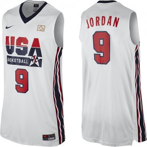 Team USA Nike Michael Jordan #9 2012 Olympic Retro Authentic Maillot d'équipe de NBA - Blanc pour Homme