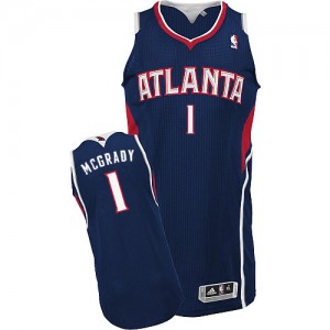 Maillot Authentic Atlanta Hawks NBA Road Bleu marin - #1 Tracy Mcgrady - Homme