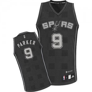 Maillot NBA Noir Tony Parker #9 San Antonio Spurs Rhythm Fashion Authentic Homme Adidas