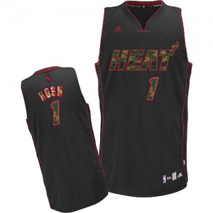 Maillot NBA Miami Heat #1 Chris Bosh Camo noir Adidas Authentic Fashion - Homme