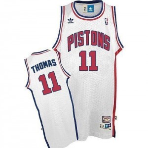 Maillot NBA Detroit Pistons #11 Isiah Thomas Blanc Adidas Swingman Throwback - Homme