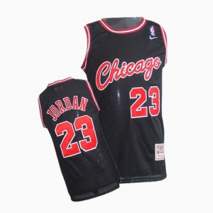 Chicago Bulls Nike Michael Jordan #23 Throwback Authentic Maillot d'équipe de NBA - Noir pour Homme
