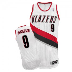 Maillot NBA Portland Trail Blazers #9 Gerald Henderson Blanc Adidas Authentic Home - Homme