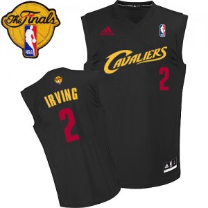Maillot Adidas Noir (Rouge No.) Fashion 2015 The Finals Patch Authentic Cleveland Cavaliers - Kyrie Irving #2 - Homme