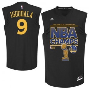 Maillot NBA Golden State Warriors #9 Andre Iguodala Noir Adidas Swingman 2015 NBA Finals Champions - Homme
