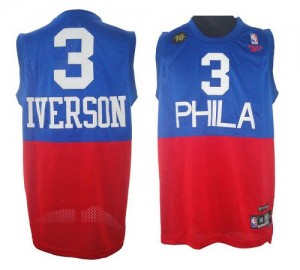 Maillot NBA Swingman Allen Iverson #3 Philadelphia 76ers 10TH Throwback Rouge Bleu - Homme